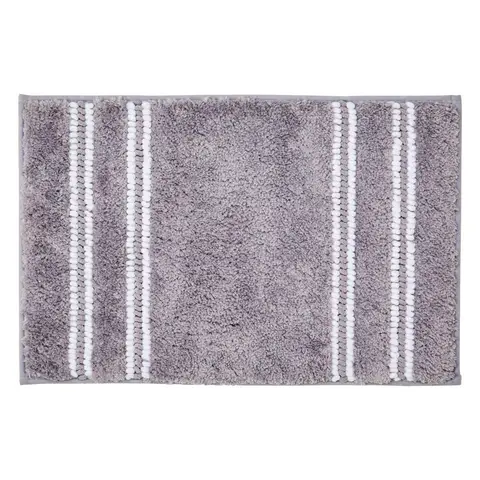 Maison by Premier Bath Mat Soak Microfibre Tufted Stripe Grey 40x60cm
