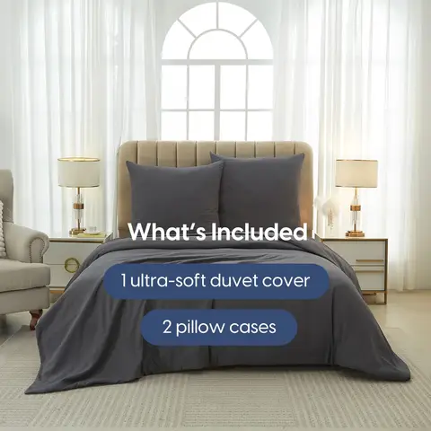 Meeallhome  Washed Brushed Duvet Cover Set 260*220cm/60*80cm*2  Dark Gray