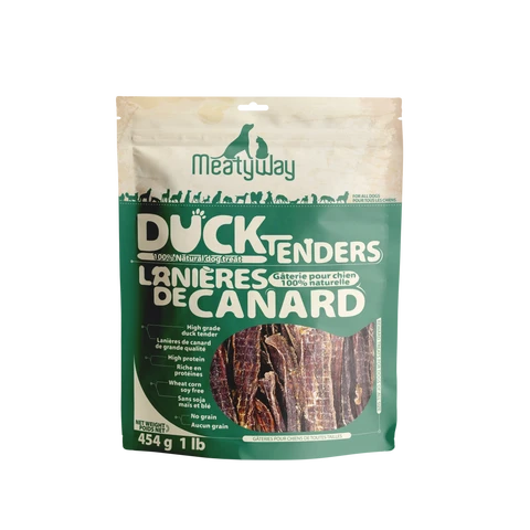 MeatyWay Duck Jerky Tenders Dog Treats, High Protein, Low Fat, 100% Natural Grain-Free, Easy Digestion, Dog Training Treats, 454g/16 oz, Bag