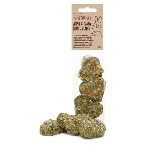 Rosewood Naturals Apple & Pansy Nibble Hearts Small Animal Treats, 120g
