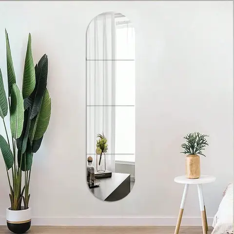 4 stuks zelfklevende PVC spiegeltegels, 30×30 cm