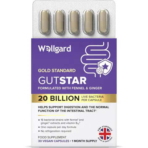 Wellgard Gutstar Probiotics for Digestive Health - 30 Vegan Capsules