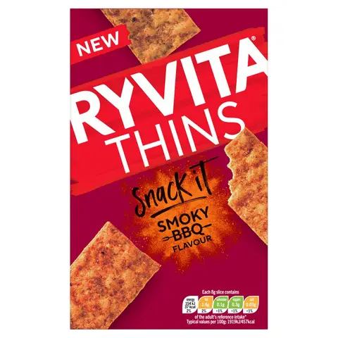 Ryvita Snack It Thins Smoky Bbq Flavour 125g