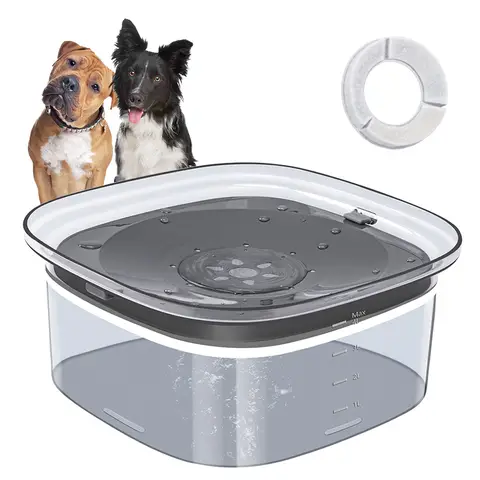 Blinkit 0139 Pet Floating Water Bowl / Basic Dog Bowl, 4L Large Capacity, Slow Drinking Splash-Proof Design, Built-in Filter for Water Quality, Transparent Gray