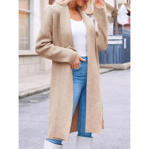 Women's Long Cardigan Sweaters Chunky Open Front Oversized Slouchy Knit Fall Trendy Coatigan Jackets (apricot, S)