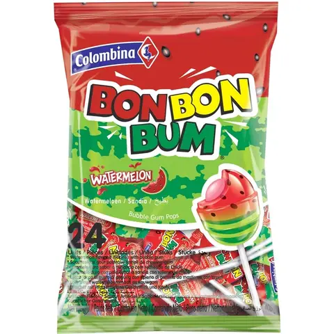 Columbina Gum Lollipops Watermelon 24s