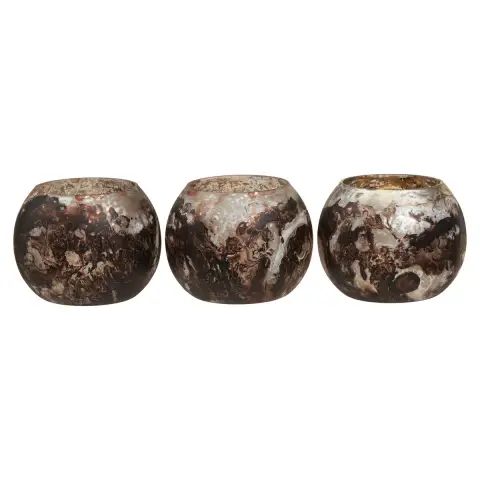 Garan Set Of 3 Brown Tealight Holders