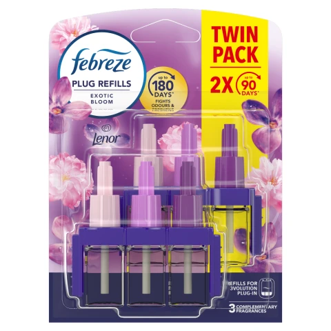 Febreze 3Volution Air Freshener Plug-In Refill Exotic Bloom Twin Pack, 2x20ml