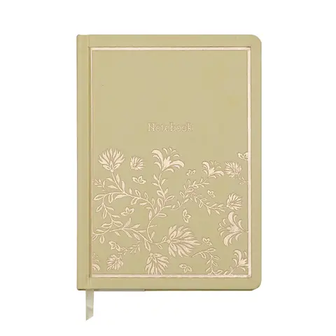 Jubiluu A5 Hardcover-Notizbuch mit Blumenstoff- und Innenauskleidung – 96 Blatt (100 g/㎡ Offsettingpapier), Lesezeichen & Gummiband – klassische Creme-Strichspur für Schreib- und Bürobedarf sowie als Geschenk – Pfirsichblüte