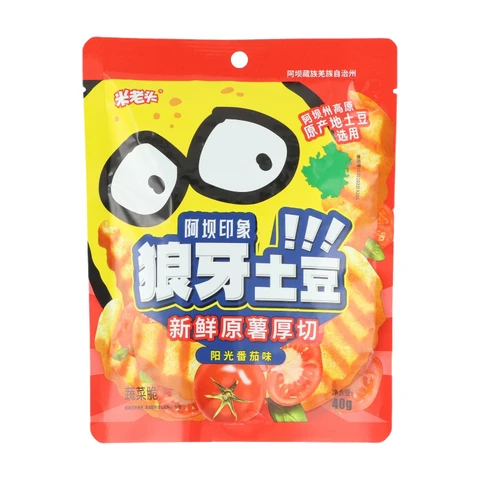 Mi Laotou Wolf Tooth Potato, Sunshine Tomato Flavor, with Sweeteners, 40g