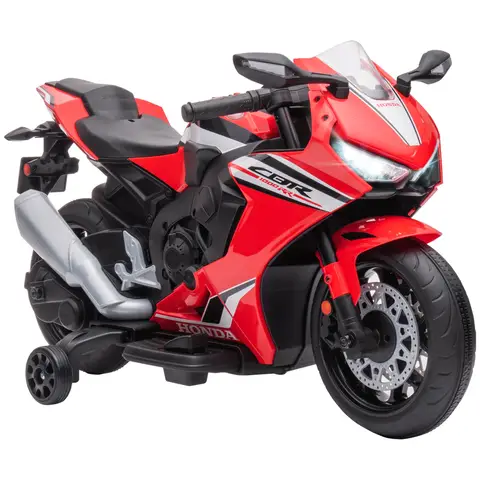 HOMCOM Honda Licensed 6V Kids Electric Motorbike Ride On Motorcycle Vehicle w/ Headlights, Music, Training Wheels, for Ages 3