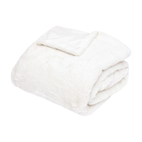 Metallic Polyester-Fell-Decke, 130 x 180 cm, weiß