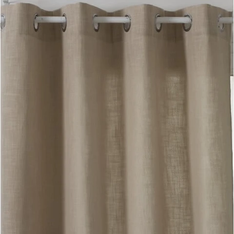Atmosphera Clem Rideau en lin beige - 140 x 260 cm