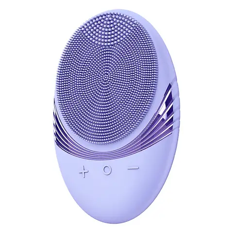 Sunluxy JMY-103 Facial Cleansing Brush, 5 Vibration Modes, Gentle Cleaning with Silicone Brush Head, Portable Hanging Loop Design, Home Beauty Care, Purple