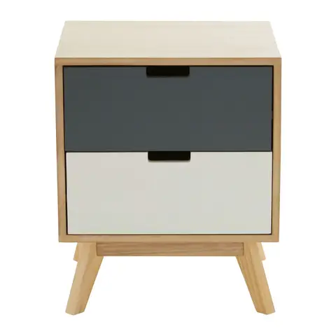 Interiors by Premier Bedside Table Watson 2 Drawer Natural/Grey/White