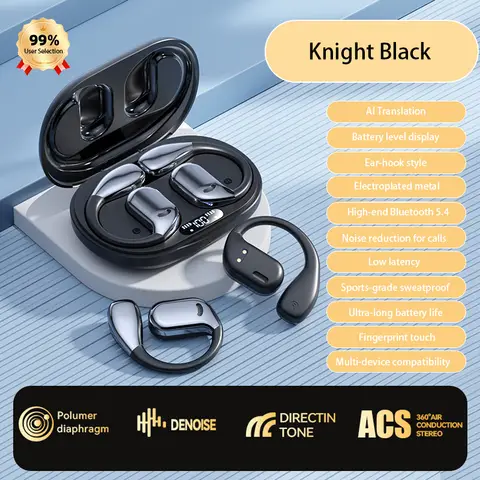 Le casque de traduction Voxis M75 Noir AI prend en charge la traduction en temps réel dans 150 langues et convient aux études, aux voyages et aux affaires.