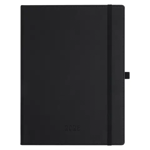 INLUXPRO Planer 2026, Terminplaner A4 (29 x 21,7 cm), Woche auf zwei Seiten, 6 Sprachversionen, wöchentliche & monatliche Planung mit Monats-Tabs, Tasche und Ausgaben-/Notizseiten, 100 g/m² Papier, Hardcover aus PU-Leder, Schwarz, Neujahr-Sale, Top-Geschenkideen