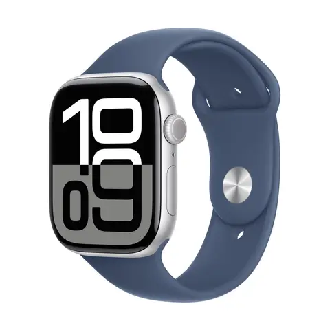 Apple Watch Series 10 (GPS + Cellular) - silver aluminium - denim sport band - 42mm (M/L)