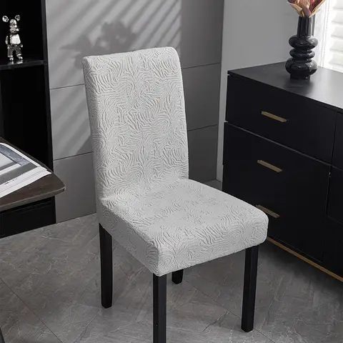 Waterproof Dining Room Chair Covers, Super Fit Stretch Jacquard Parson Chairs Slipcovers Removable Washable Chair Seat Protectors for Home, Kitchen, Banquet，grey 4pcs