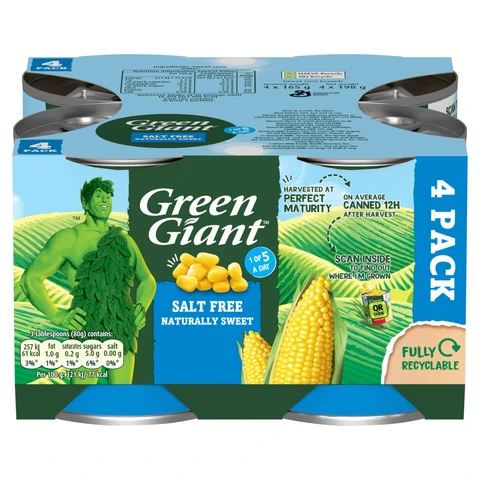 Green Giant Sweetcorn Salt Free 4 x 198g