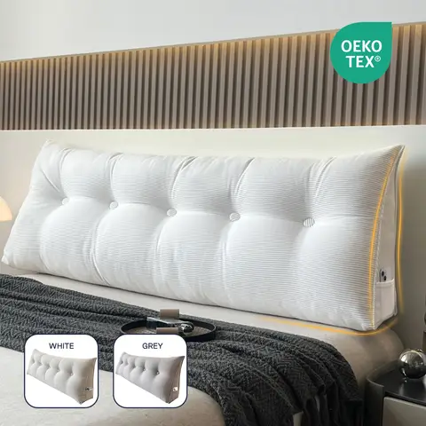 LeBonsoir Back Cushion - Reading Cushion for Bed and Sofa， Wedge Cushion， Back Pad for Wall， Seat Cushion， Wall Cushion， Washable Cover (White，80 cm)