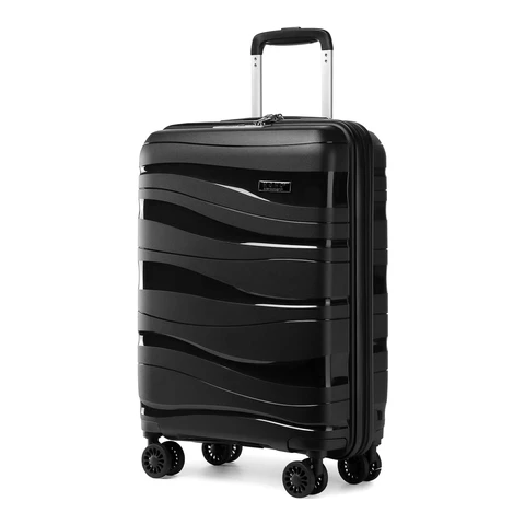 Kono Großer Check-in-Koffer 28 Zoll leichtes Polypropylen-Hartschalen-Gepäck mit TSA-Schloss und Spinner-Rollen (Schwarz)