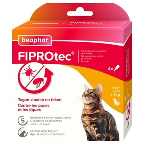 Beaphar FIPROtec Solution spot-on pour chat - 4 x 50 mg