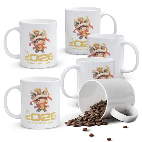 Alphynix 1 Mug Nouvel An 2026, 33cl tasse à café Bonne Année avec mignon danseur de lion, cadeau du Nouvel An chinois pour famille amis, Année du Cheval,Le cadeau de la saint-valentin, cadeau d’anniversaire