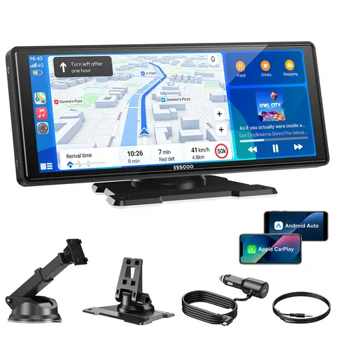 ESSGOO Portable CarPlay Android Auto 10.26 inch HD Touchscreen  Plug and Play