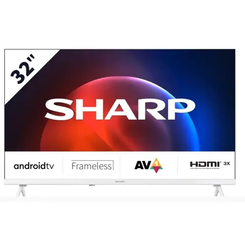 SHARP Téléviseur Android TV HDR sans cadre Blanc - 32 pouces