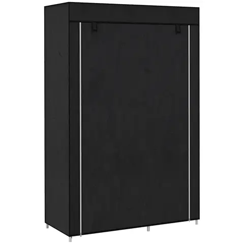 HOMCOM Armoire penderie en tissu meuble de rangement avec tringle à vêtements et étagères ouvertes penderie vêtement dressing pour chambre à coucher 103x43x162,5cm noir