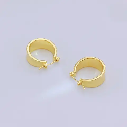 Curved Wide 20mm Hoop 18K Gold Plated Earrings