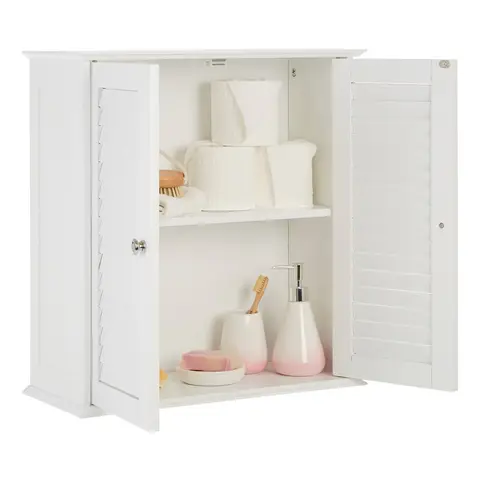 Maison by Premier Shutter White Wood 2 Door Wall Cabinet