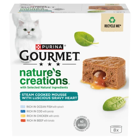 GOURMET Nature's Creations Gravy Heart Wet Cat Food 8x85g