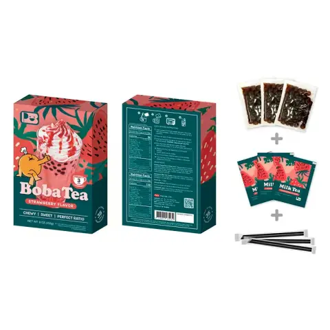 JENI PLAYB Bubble Tea Kit Strawberry Flavor 3kits - 255g PLAYB Bubble Tea Kit Strawberry Flavor 3kits - 255 g