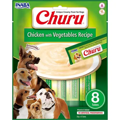 INABA Churu Hundefutter Huhn mit Gemüse-Rezept 8 Stücke