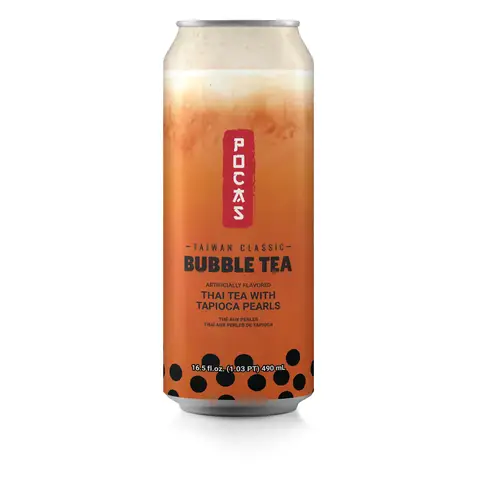 POCAS Bubble Tea, Thai Tea Flavor, 490ml