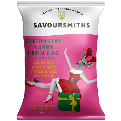 Savoursmiths Christmas Ham with Umami Truffle Glaze Flavour Potato Crisps Share Bag 150g