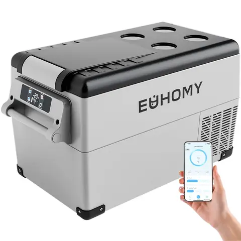 EUHOMY 30.6L Portable Compressor Fridge - 12V/24V DC & 100-240V AC Car Refrigerator with App Control &LCD Panel | Fast Cooling (-20°C~20°C) | Energy-Efficient 45W | for Camping, Trucks, Home & Travel [Energy Class C]