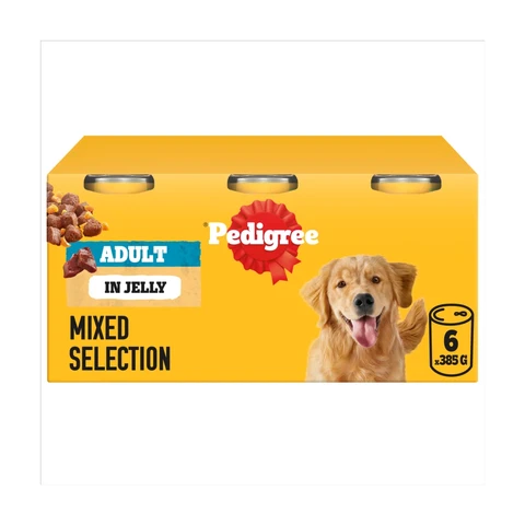 Pedigree Adult Wet Dog Food Mixed Selection Chunks in Jelly 6 x 385g Can