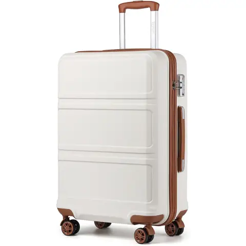 Kono 20 inch Cabin Suitcase Lightweight ABS Carry-on Hand Luggage 4 Spinner Wheels Trolley Case 51.5x38x20 cm (Cream White)