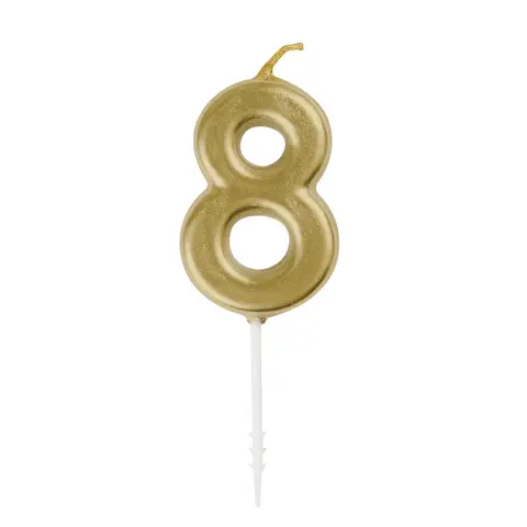 Unique Party Mini Number 8 Pick Candle, Gold