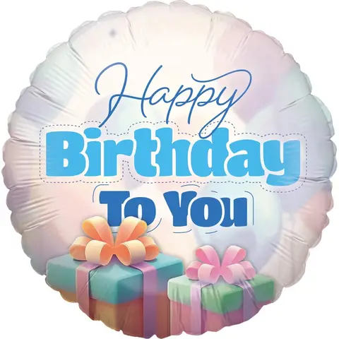 Folienballon Geburtstag 45 cm, Happy Birthday to You, Rund, Pastell, Ballon Helium geeignet, Geburtstagsdeko, Luftballon für Geburtstagsparty