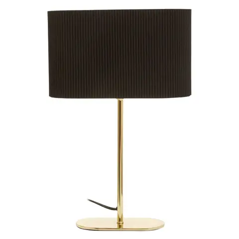 Interiors by Premier Table Lamp Lilian Ribbed Shade Black/Gold H:41cm