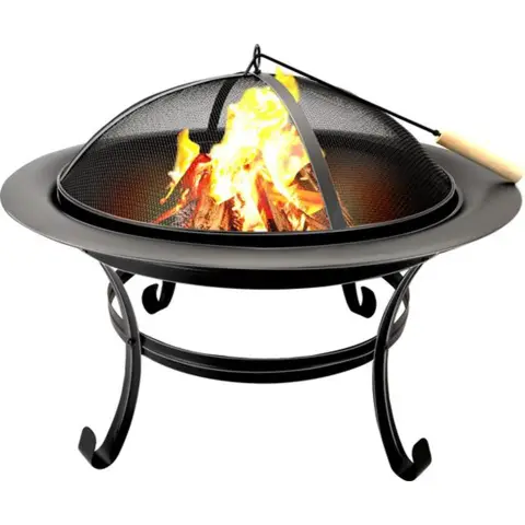 BBQ Kollektion Heizkamin Gartenkamin mit Griffen Brennholz Terrassenkamin - 77 x 17 x 76 cm - Karbonstahl