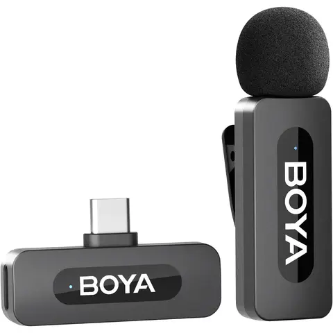 BOYA BY-V10 V2.0 USB-C Wireless Microphone for iPhone 16/17, Android with One-Click to Noise Cancellation, 9h Battery Life (1 TX+1 RX)