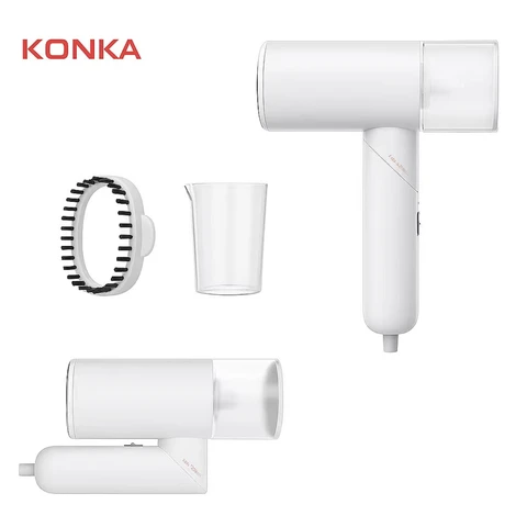 KONKA Foldable Garment Steamer, 1000W Steam Ironing, 20s Fast Heat-Up, Compact & Lightweight, Safety Fold Design, Portable for Travel - White