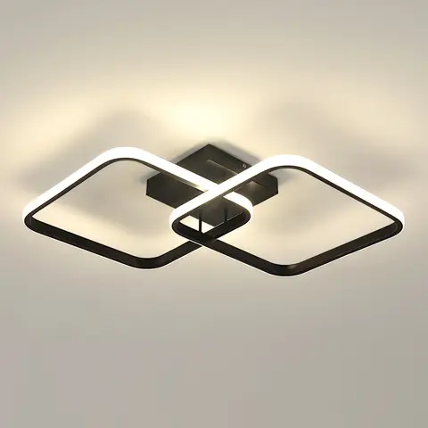 Goeco LED Deckenleuchte 42W 4725LM Quadratisch 4500K Neutralweiß 59CM Schwarz für Wohnzimmer Schlafzimmer Küche Bad