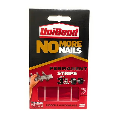 Unibond No More Nails Permanent Strips 10Pk