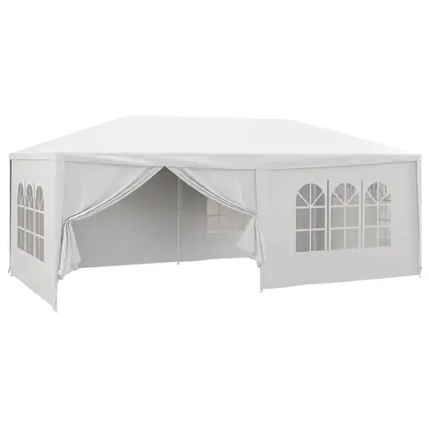 Outsunny 6 x 3(m) Gazebo Canopy Party Tent with 6 Removable Side Walls for Outdoor Event with Windows and Doors, White